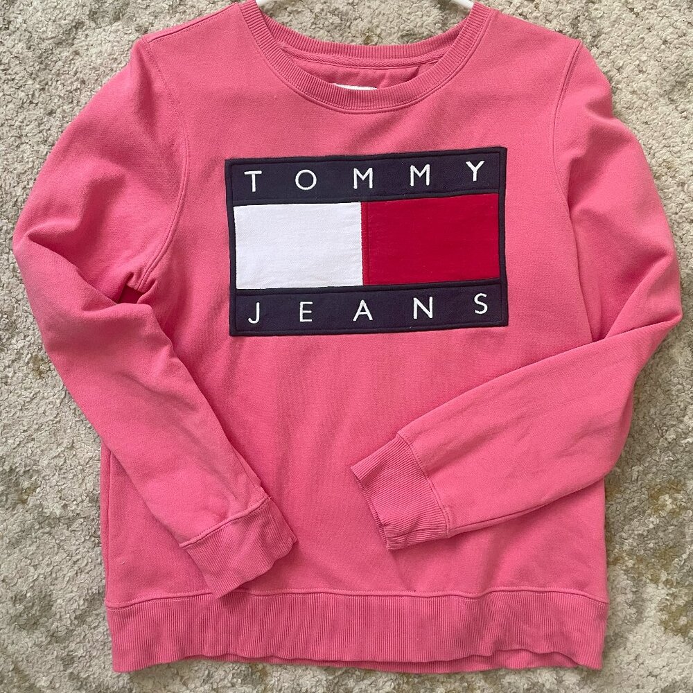 Tommy Jeans vintage Y2K Crewneck Sweatshirt- Pink- Size XS
